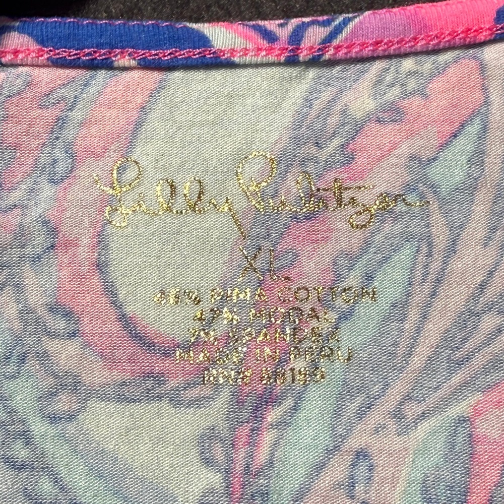 Lilly Pulitzer XL Tristan Paisley Floral Twist Back Long Sleeve Pima Cotton Top - Picture 5 of 9
